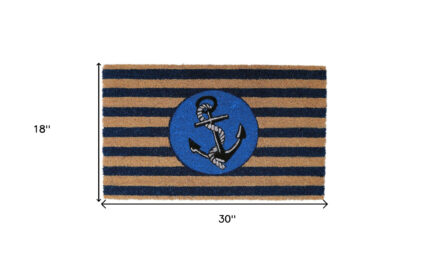 18" X 30" Brown and Blue Coir Anchor Outdoor Door Mat - Image 5