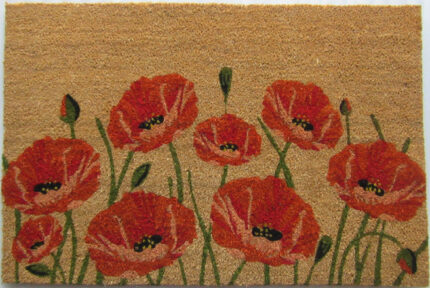24" X 36" Brown and Red Coir Floral Outdoor Door Mat - Image 1