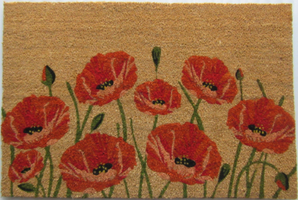 24" X 36" Brown and Red Coir Floral Outdoor Door Mat - Image 1