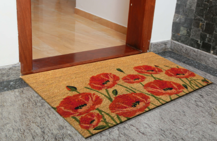 24" X 36" Brown and Red Coir Floral Outdoor Door Mat - Image 5