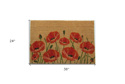 24" X 36" Brown and Red Coir Floral Outdoor Door Mat - Image 6