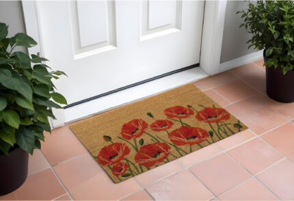 24" X 36" Brown and Red Coir Floral Outdoor Door Mat - Image 2