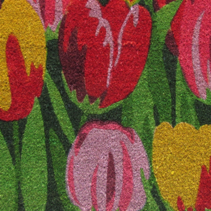 24" X 36" Red and Green Coir Floral Outdoor Spring Door Mat - Image 3
