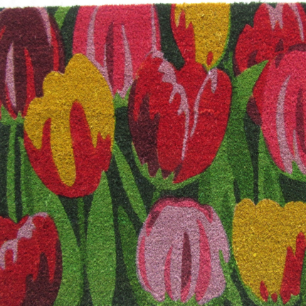24" X 36" Red and Green Coir Floral Outdoor Spring Door Mat - Image 4