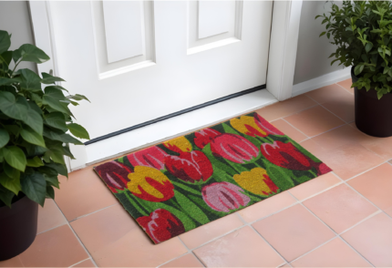 24" X 36" Red and Green Coir Floral Outdoor Spring Door Mat - Image 2