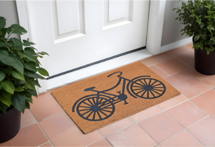 24" X 36" Brown and Black Coir Bicycle Outdoor Door Mat - Image 1
