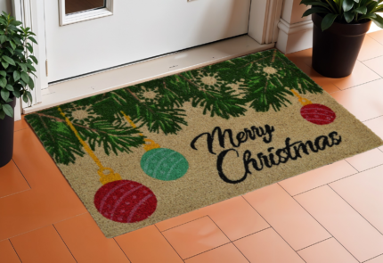 18" X 30" Beige and Red Coir Christmas Merry Christmas Outdoor Christmas Door Mat - Image 1