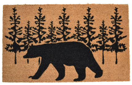 18" X 30" Brown and Black Coir Bear Outdoor Fall Door Mat - Image 1