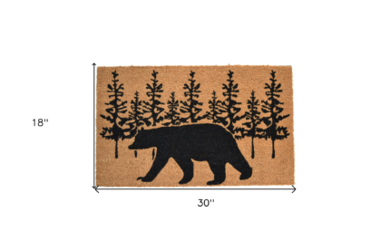 18" X 30" Brown and Black Coir Bear Outdoor Fall Door Mat - Image 6