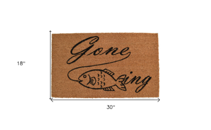 18" X 30" Brown and Black Coir Fish Outdoor Door Mat - Image 6