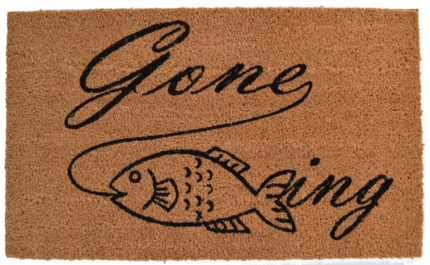 18" X 30" Brown and Black Coir Fish Outdoor Door Mat - Image 1