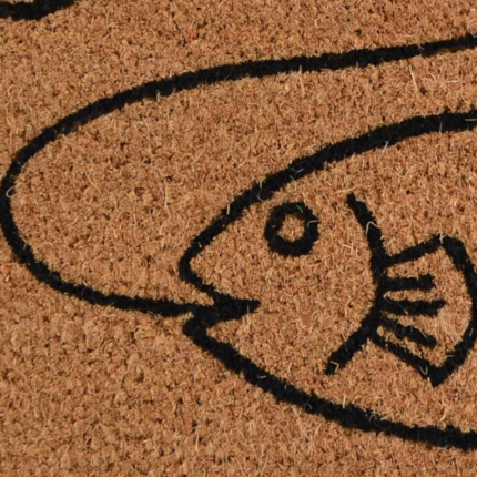 18" X 30" Brown and Black Coir Fish Outdoor Door Mat - Image 8