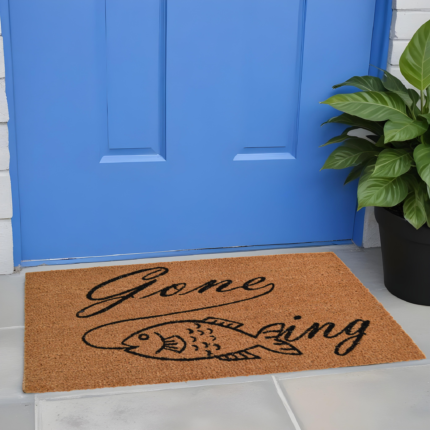 18" X 30" Brown and Black Coir Fish Outdoor Door Mat - Image 2