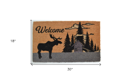 18" X 30" Brown and Black Coir Woodland Welcome Outdoor Door Mat - Image 4
