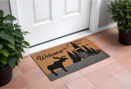 18" X 30" Brown and Black Coir Woodland Welcome Outdoor Door Mat - Image 2