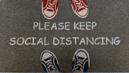 18" X 30" Gray Coir Please Keep Social Distancing Outdoor Door Mat - Image 2