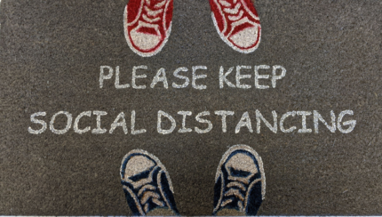 18" X 30" Gray Coir Please Keep Social Distancing Outdoor Door Mat - Image 2