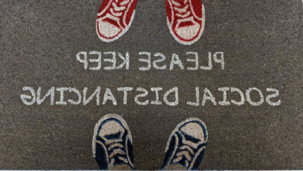 18" X 30" Gray Coir Please Keep Social Distancing Outdoor Door Mat - Image 3