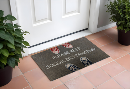 18" X 30" Gray Coir Please Keep Social Distancing Outdoor Door Mat - Image 1
