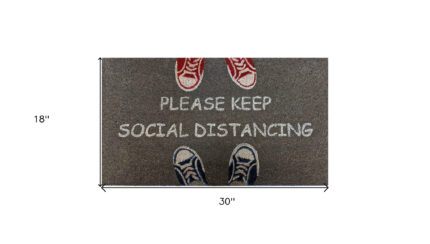 18" X 30" Gray Coir Please Keep Social Distancing Outdoor Door Mat - Image 5