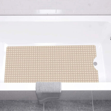 40" Beige Geometric Tiles Non Slip Bathtub Mat - Image 5
