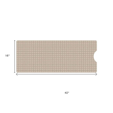 40" Beige Geometric Tiles Non Slip Bathtub Mat - Image 7