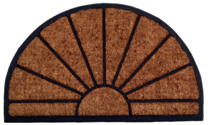 18" X 30" Beige and Black Rubber and Coir Outdoor Semi Circle Door Mat - Image 2