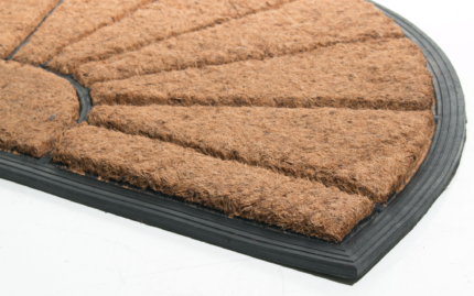 18" X 30" Beige and Black Rubber and Coir Outdoor Semi Circle Door Mat - Image 4