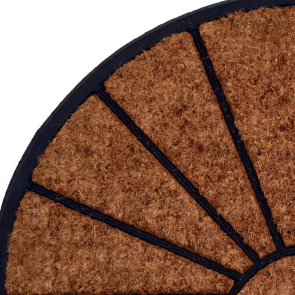 18" X 30" Beige and Black Rubber and Coir Outdoor Semi Circle Door Mat - Image 5