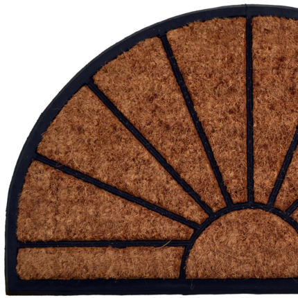 18" X 30" Beige and Black Rubber and Coir Outdoor Semi Circle Door Mat - Image 3