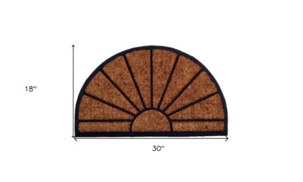 18" X 30" Beige and Black Rubber and Coir Outdoor Semi Circle Door Mat - Image 6