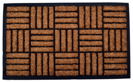 18" X 30" Beige and Black Rubber and Coir Outdoor Door Mat - Image 1
