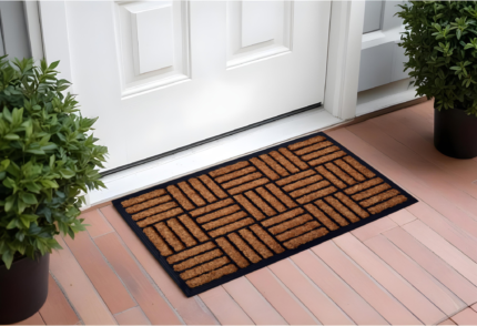 18" X 30" Beige and Black Rubber and Coir Outdoor Door Mat - Image 2