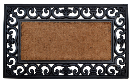 18" X 30" Beige and Black Rubber and Coir Outdoor Door Mat - Image 1