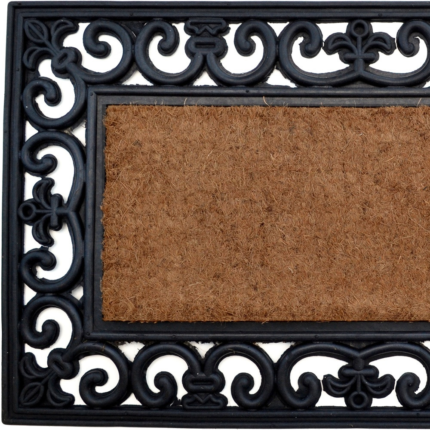 18" X 30" Beige and Black Rubber and Coir Outdoor Door Mat - Image 4