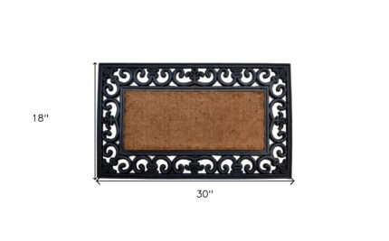 18" X 30" Beige and Black Rubber and Coir Outdoor Door Mat - Image 6