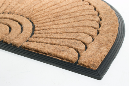 18" X 30" Beige and Black Rubber and Coir Outdoor Semi Circle Door Mat - Image 3