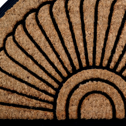 18" X 30" Beige and Black Rubber and Coir Outdoor Semi Circle Door Mat - Image 4