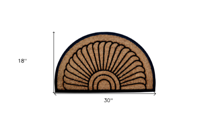 18" X 30" Beige and Black Rubber and Coir Outdoor Semi Circle Door Mat - Image 6
