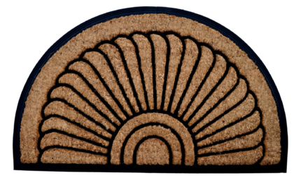 24" X 36" Beige and Black Rubber and Coir Outdoor Semi Circle Door Mat - Image 3