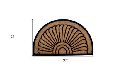 24" X 36" Beige and Black Rubber and Coir Outdoor Semi Circle Door Mat - Image 6