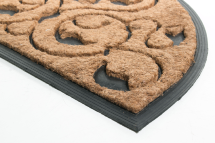 18" X 30" Beige and Black Rubber and Coir Outdoor Semi Circle Door Mat - Image 3