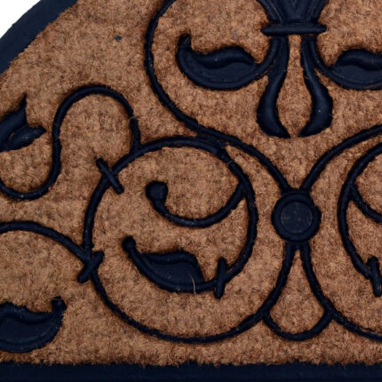 18" X 30" Beige and Black Rubber and Coir Outdoor Semi Circle Door Mat - Image 7