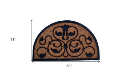 18" X 30" Beige and Black Rubber and Coir Outdoor Semi Circle Door Mat - Image 6