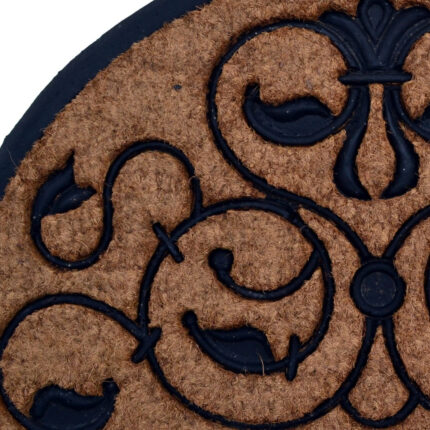 18" X 30" Beige and Black Rubber and Coir Outdoor Semi Circle Door Mat - Image 5