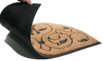 30" X 48" Beige and Black Rubber and Coir Outdoor Semi Circle Door Mat - Image 3