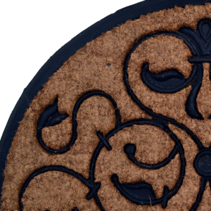 30" X 48" Beige and Black Rubber and Coir Outdoor Semi Circle Door Mat - Image 5