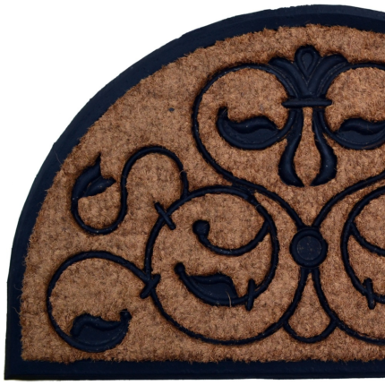 30" X 48" Beige and Black Rubber and Coir Outdoor Semi Circle Door Mat - Image 6