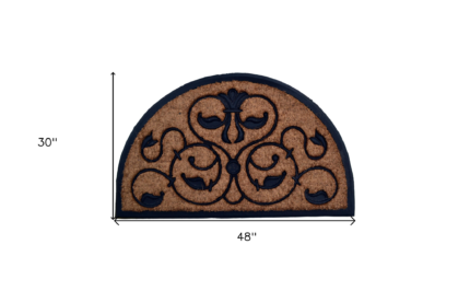 30" X 48" Beige and Black Rubber and Coir Outdoor Semi Circle Door Mat - Image 8