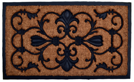 18" X 30" Beige and Black Rubber and Coir Outdoor Door Mat - Image 1